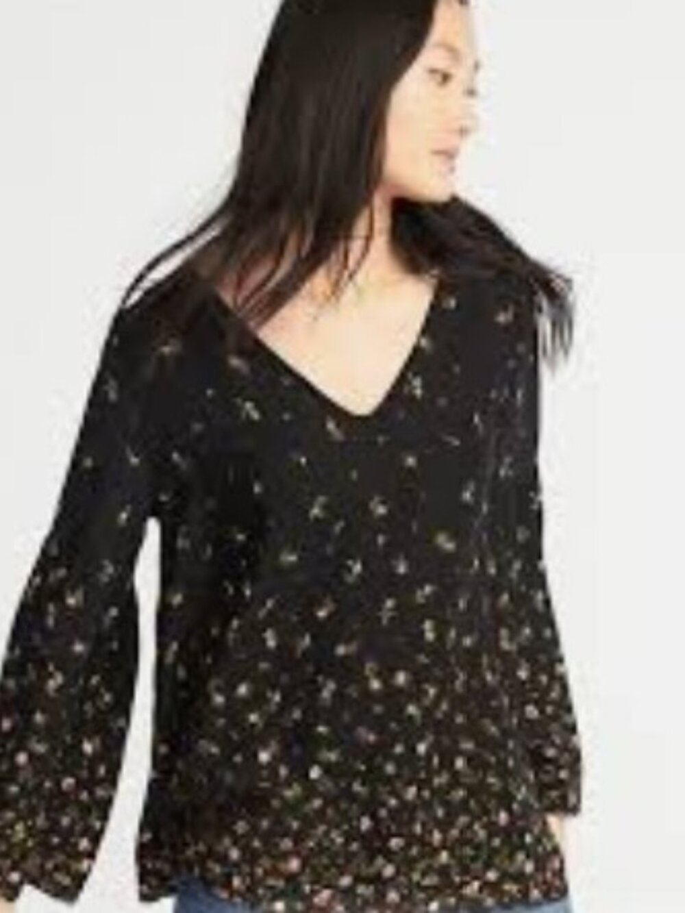Old Navy Bell Sleeve Floral Top Large